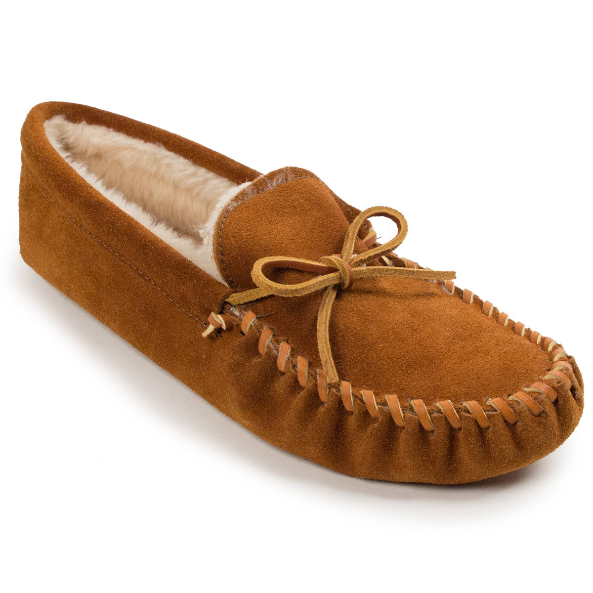 Suede Faux Fur Lined Softsole Moccasin Slipper