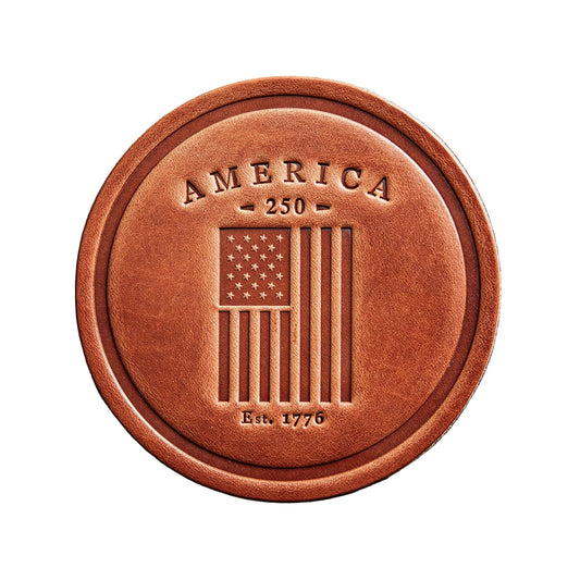 America 250th Anniversary Flag Leather Coaster