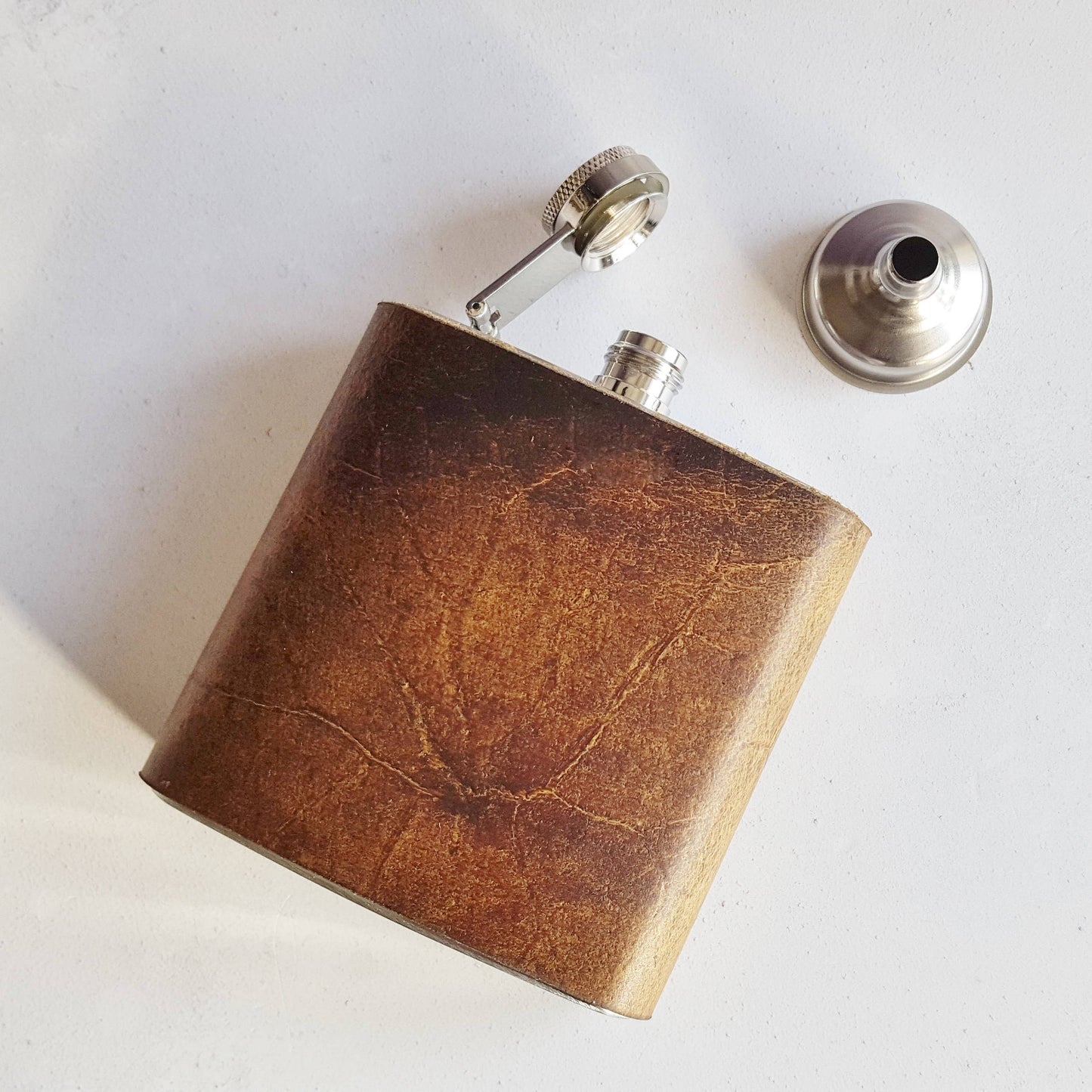 Oak Coloured Leather Flask