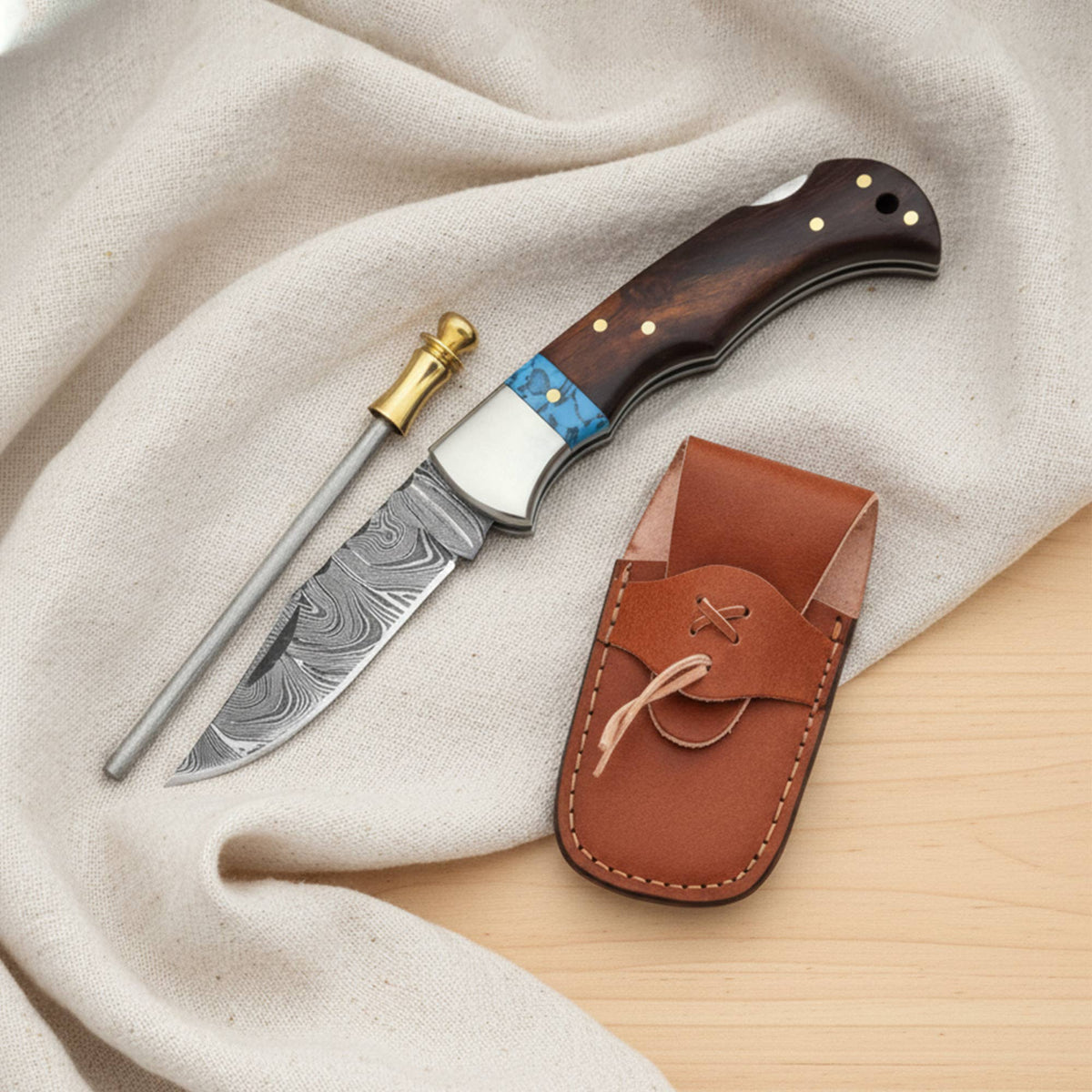 6.5" Handmade Damascus Folding Knife