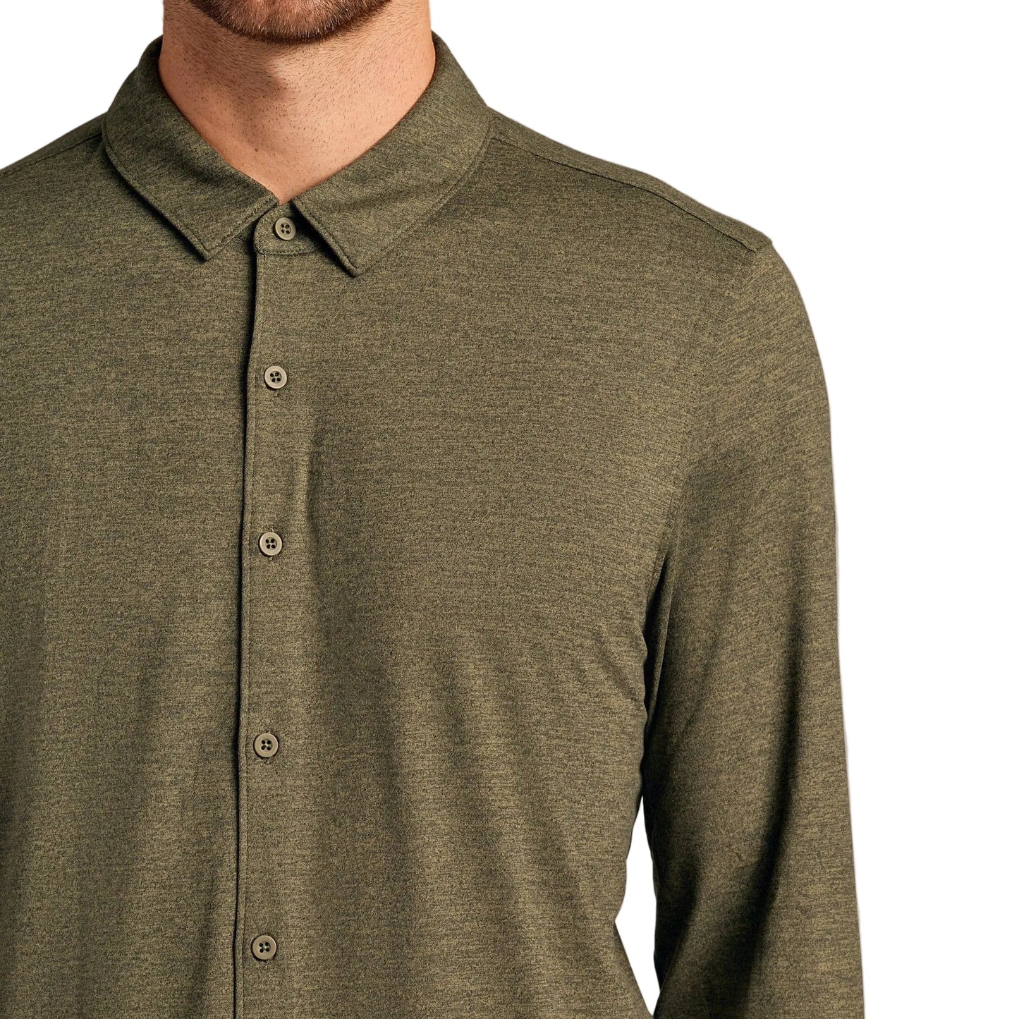 True Classic Dark Heather Military Green Long Sleeve Comfort Shirt