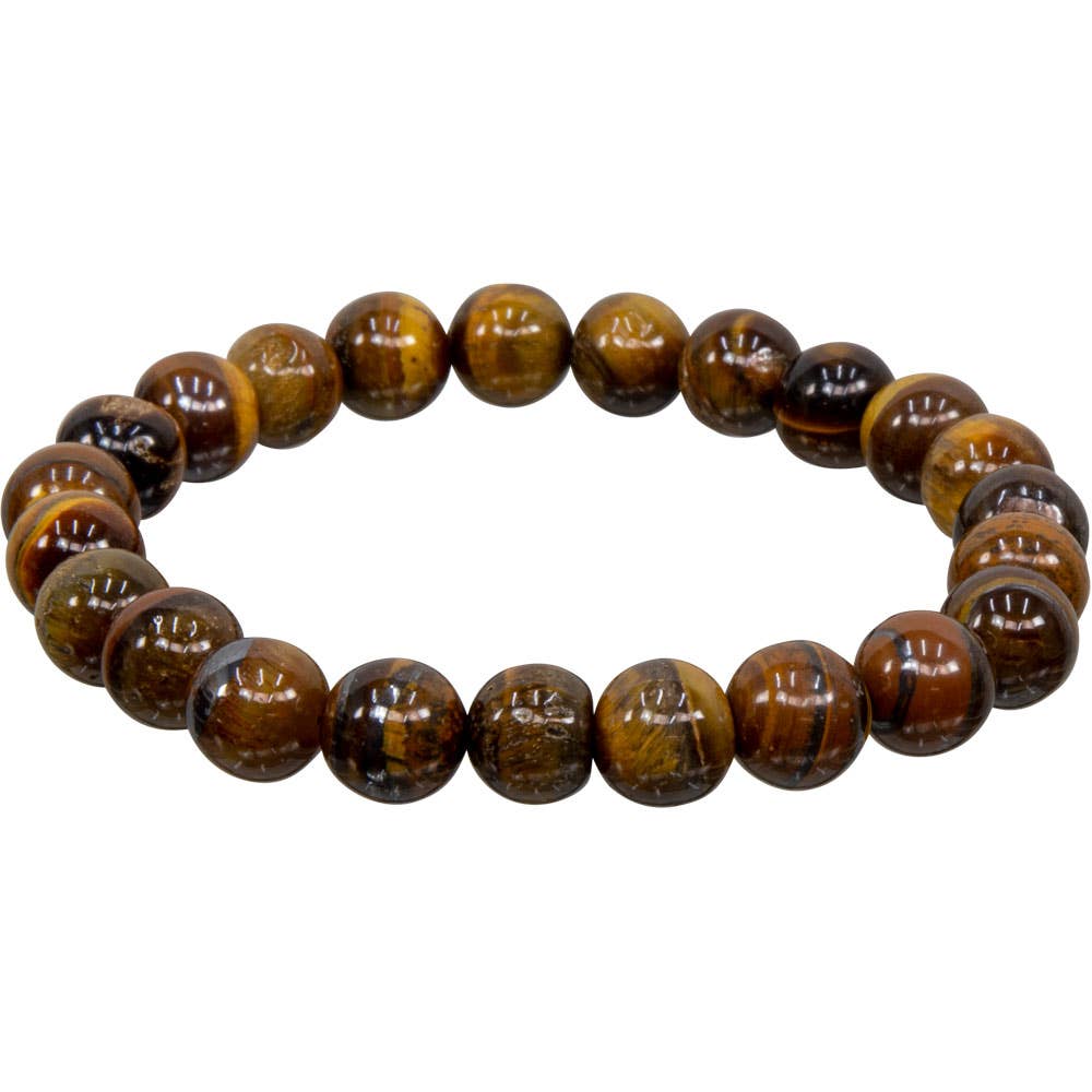 Elastic Bracelet 8mm Round Beads - Tiger Eye