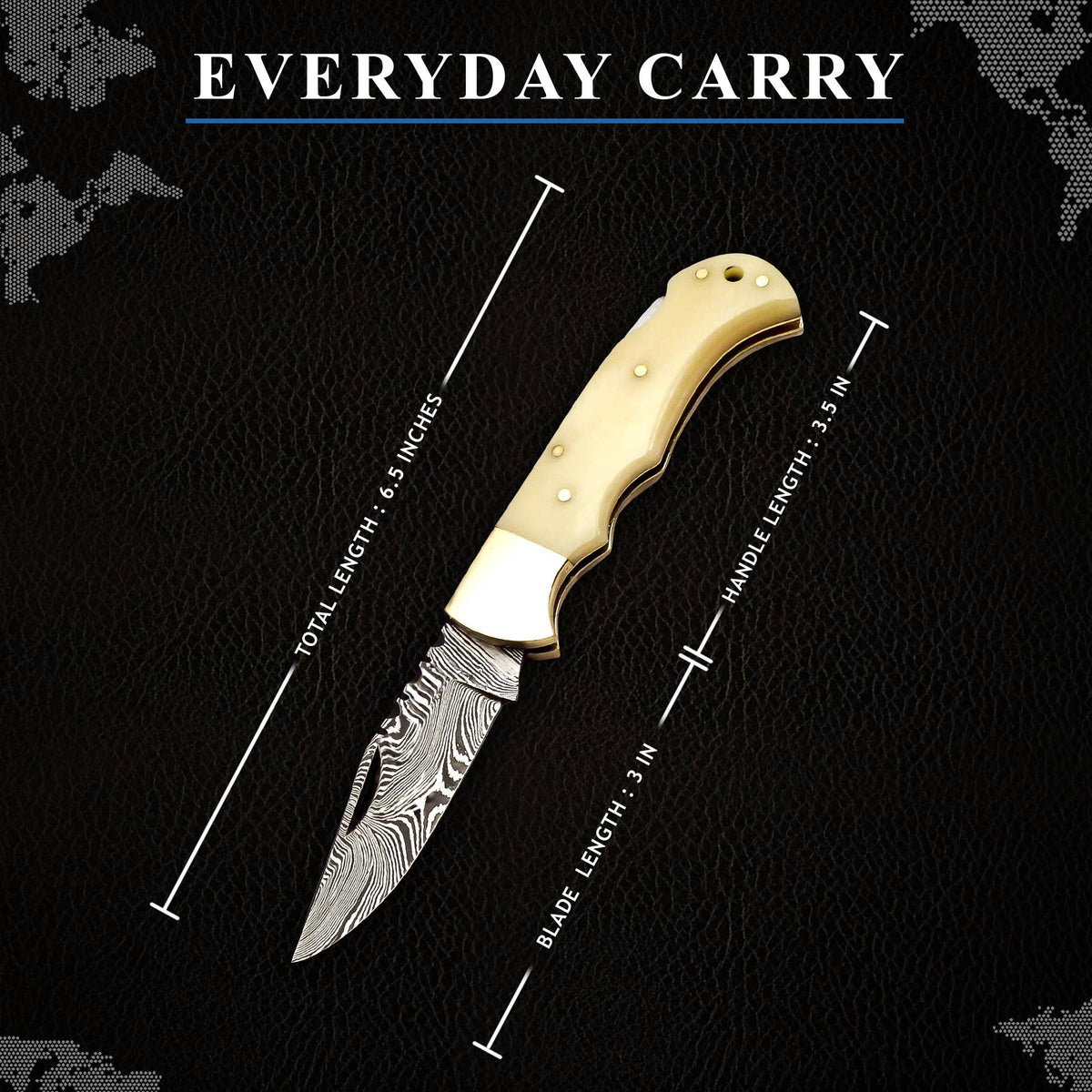 6.5" Handmade Damascus Folding Knife