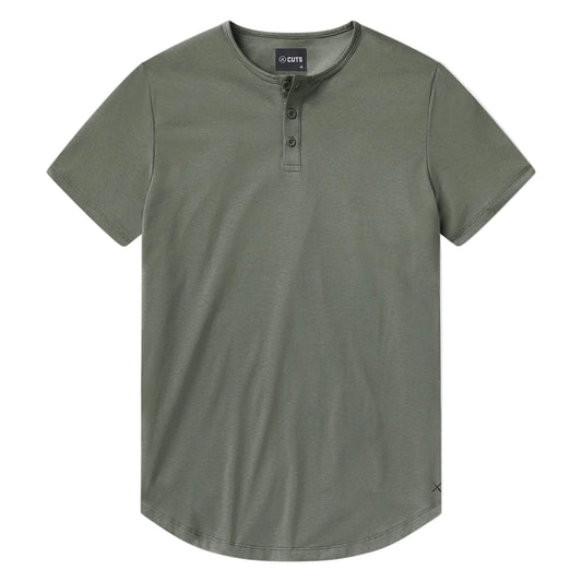 Cuts Clothing Gunmetal Signature-Fit PYCA Pro AO Henley Curve-Hem Tee