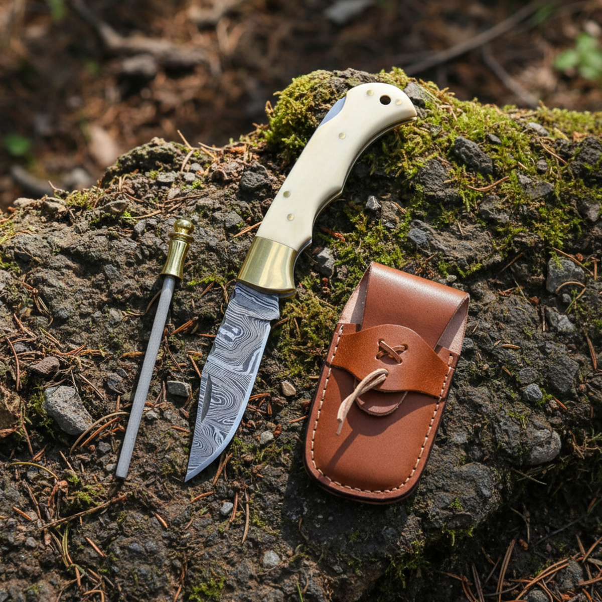 6.5" Handmade Damascus Folding Knife