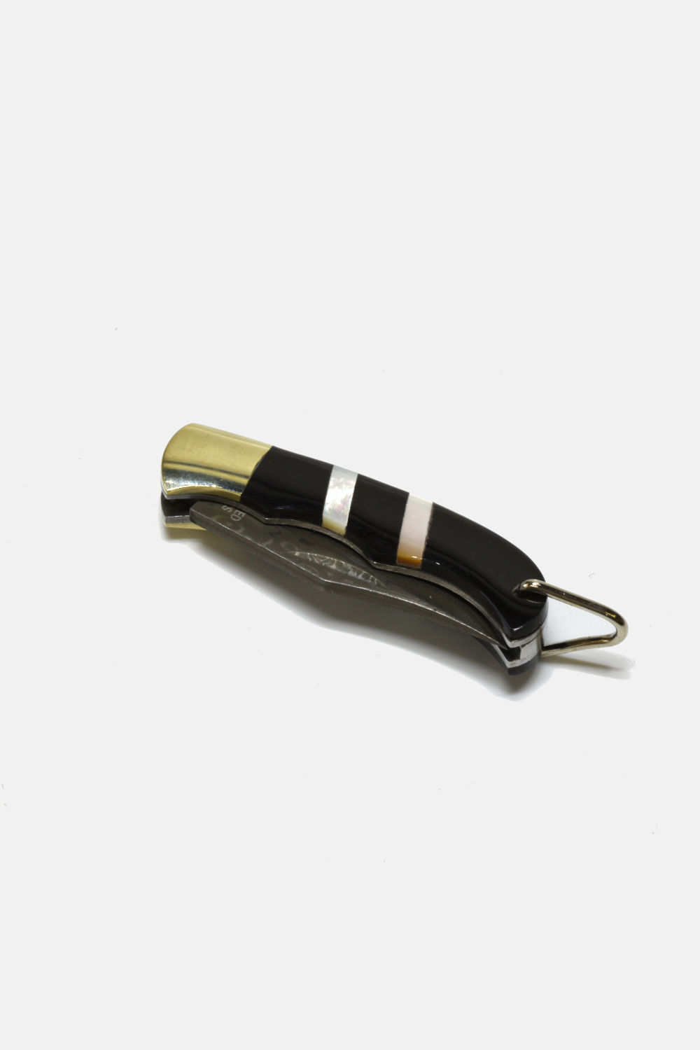 Ox-Horn with Pearls Striped  Inlay Mini Folding Knife