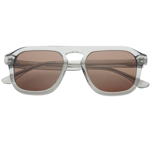 Freyrs Addison Crystal Grey & Brown Acetate Aviator Sunglasses