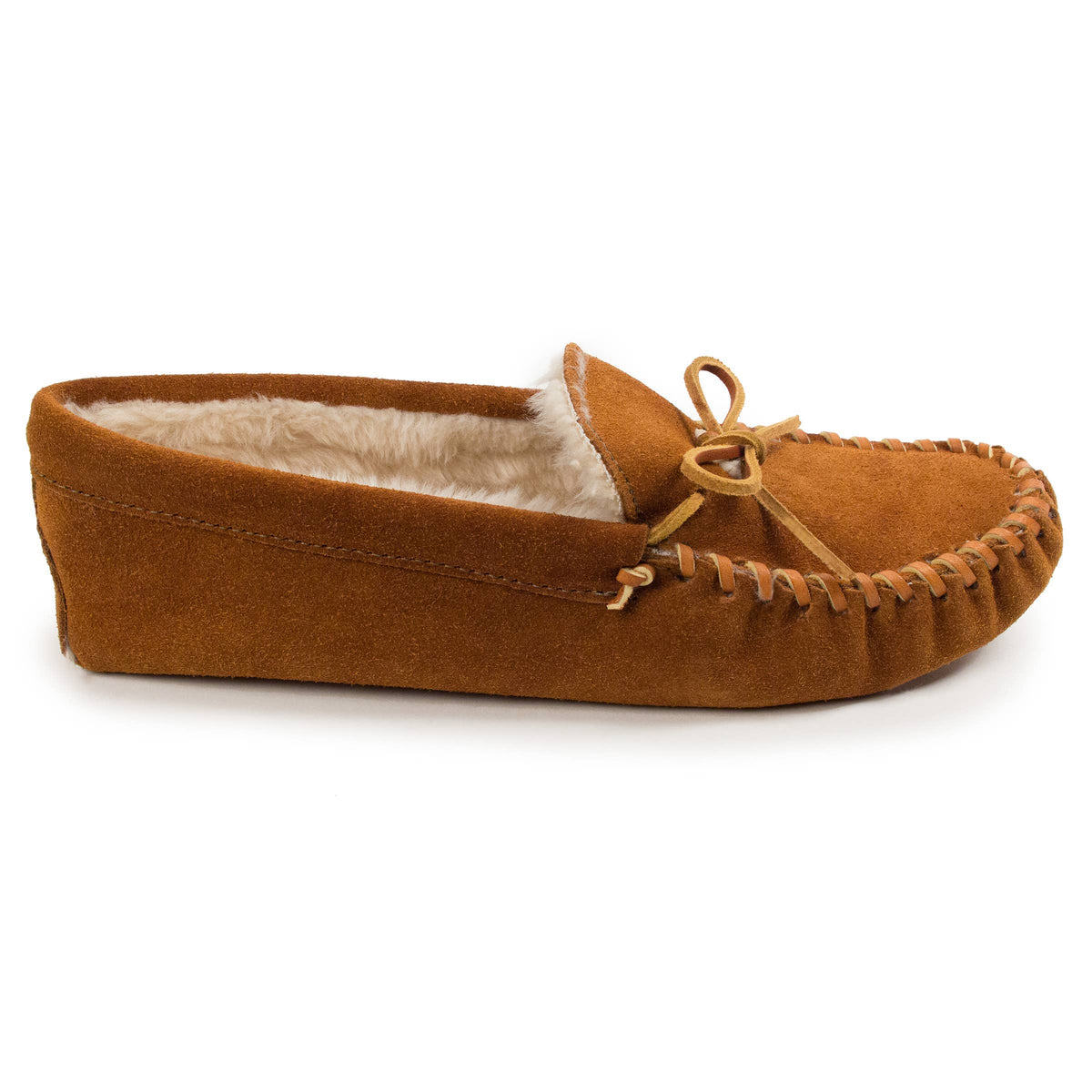 Suede Faux Fur Lined Softsole Moccasin Slipper