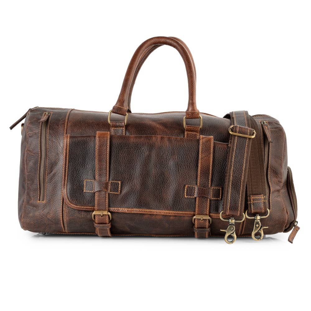 Rustic Brown Leather Duffle Bag