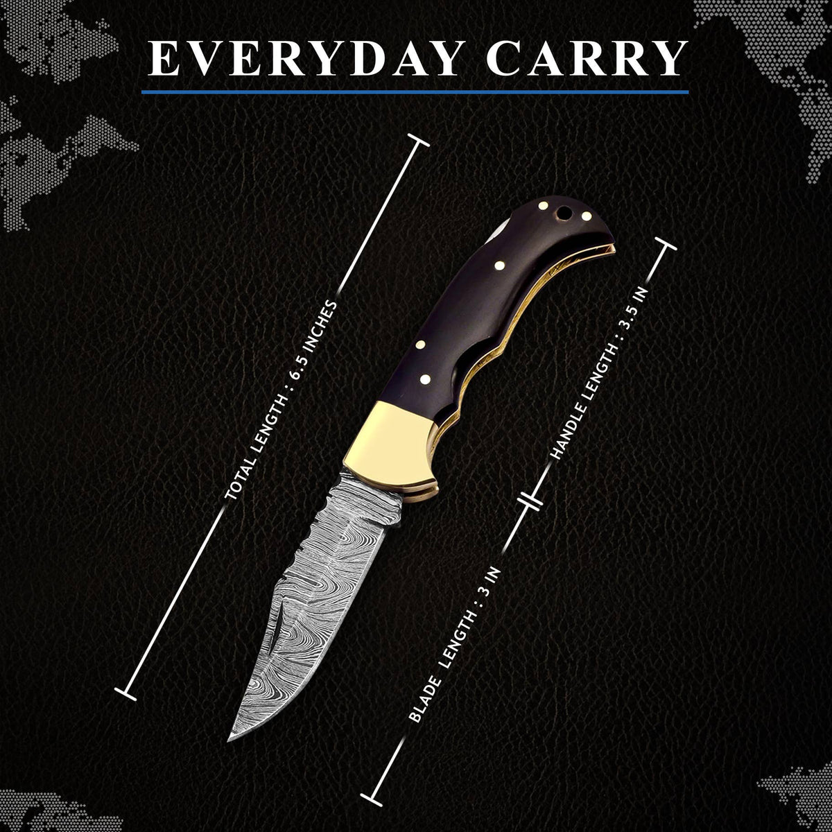 6.5" Handmade Damascus Folding Knife