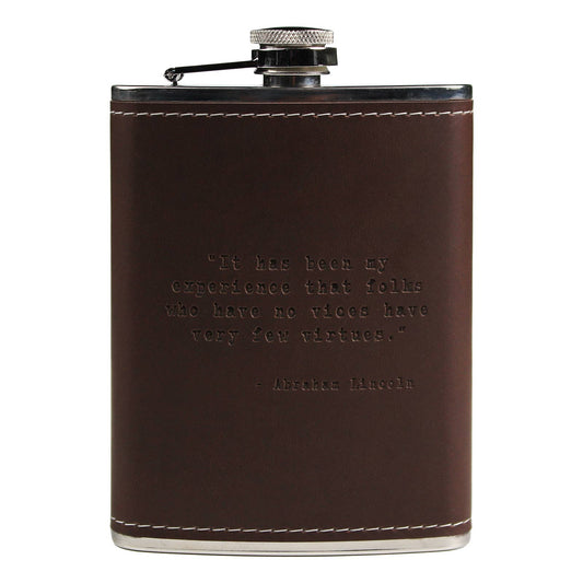 Abraham Lincoln Quote Leather Flask