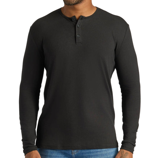 True Classic Black Classic Long Sleeve Henley