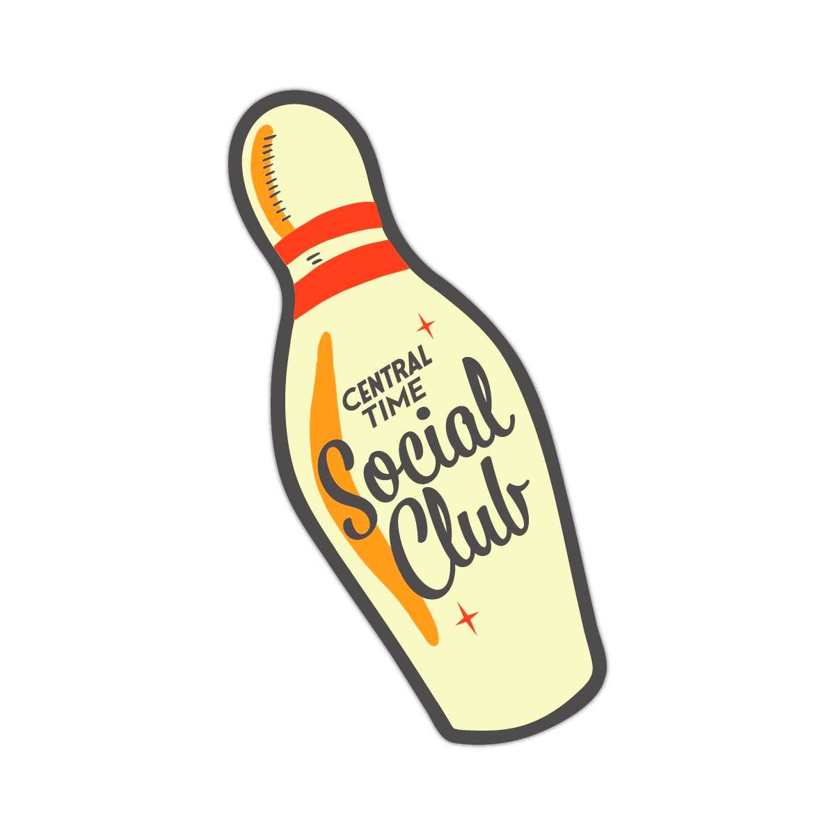 Central Time Social Club Bowling Pin Sticker