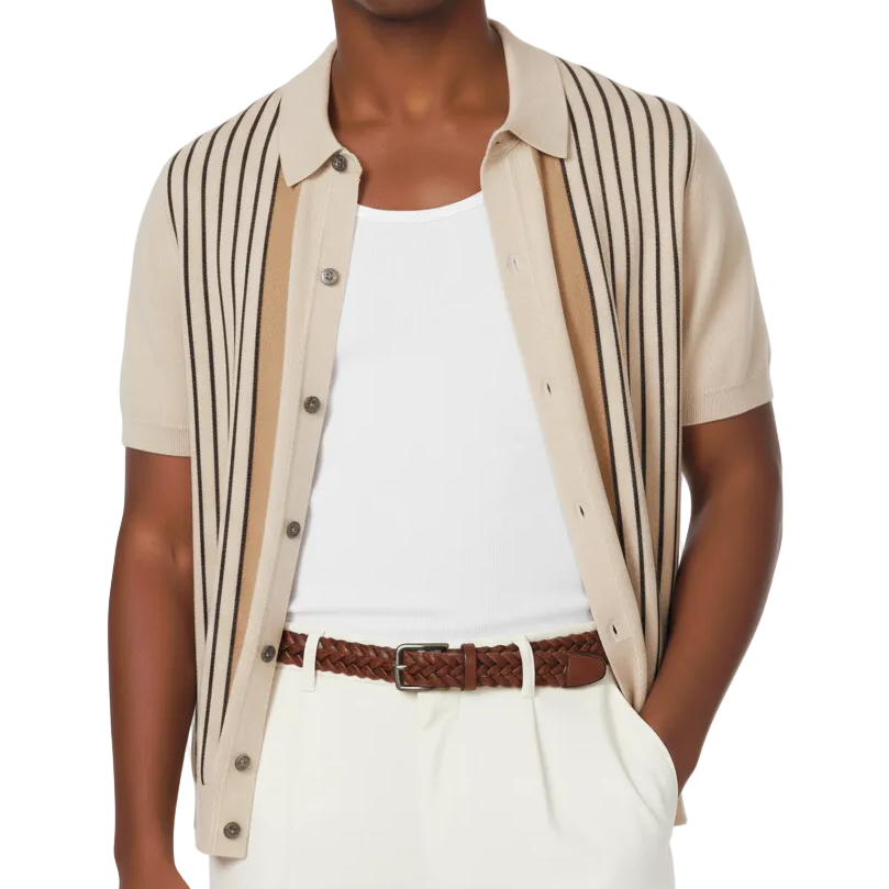 Hawk's Bay Textured Striped Button Up Shirt