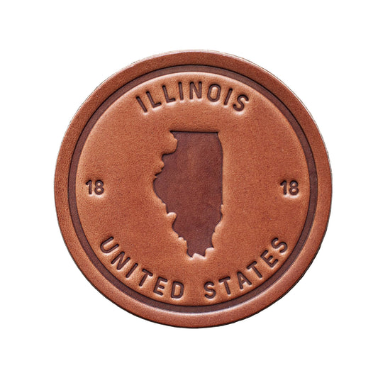 Illinois State Silhouette Leather Coaster
