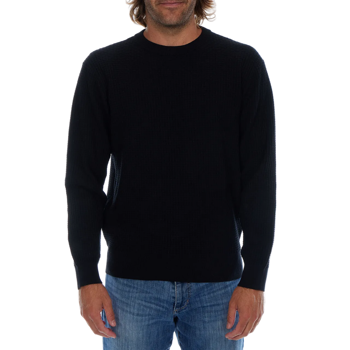 PX Black Textured Cotton Sweater