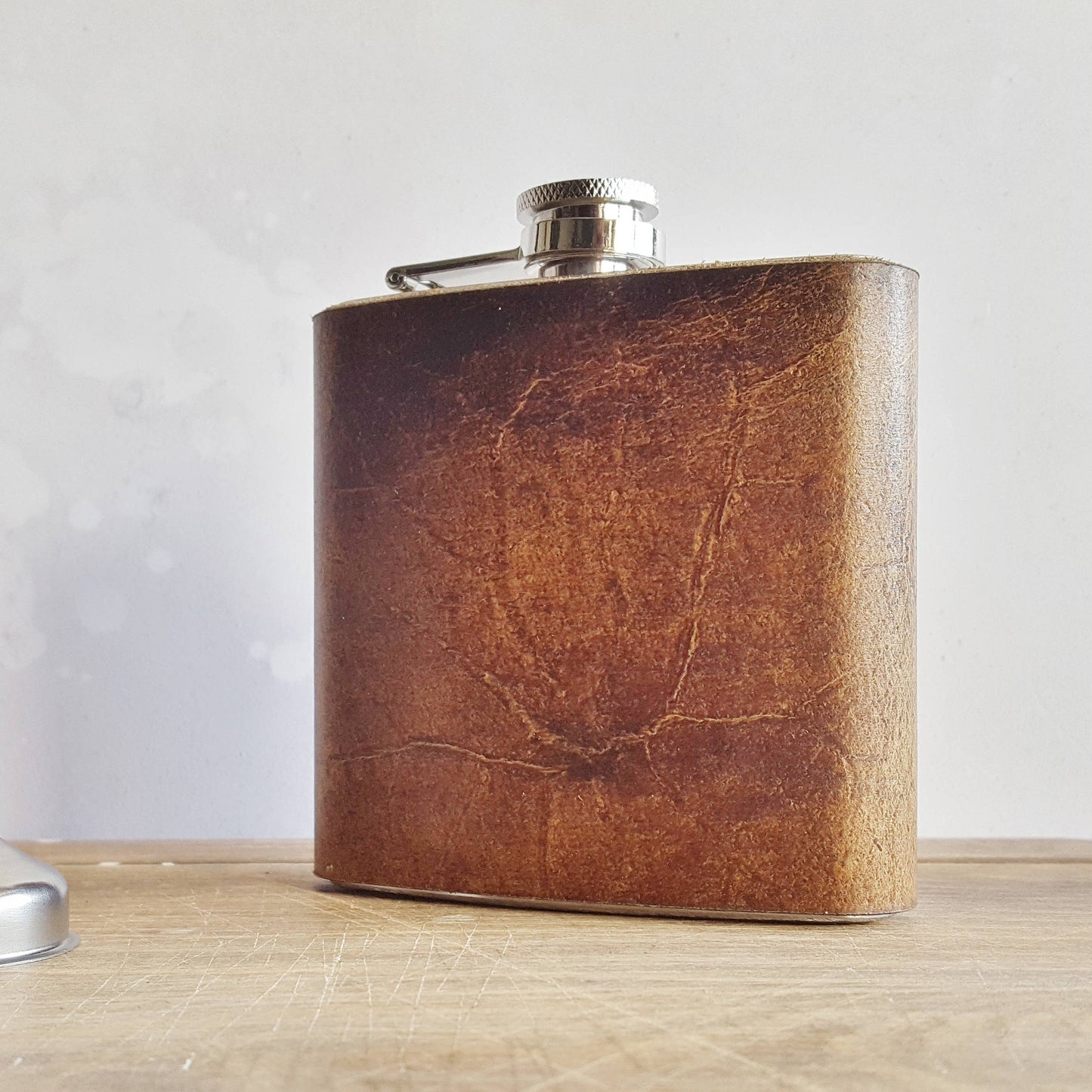 Oak Coloured Leather Flask