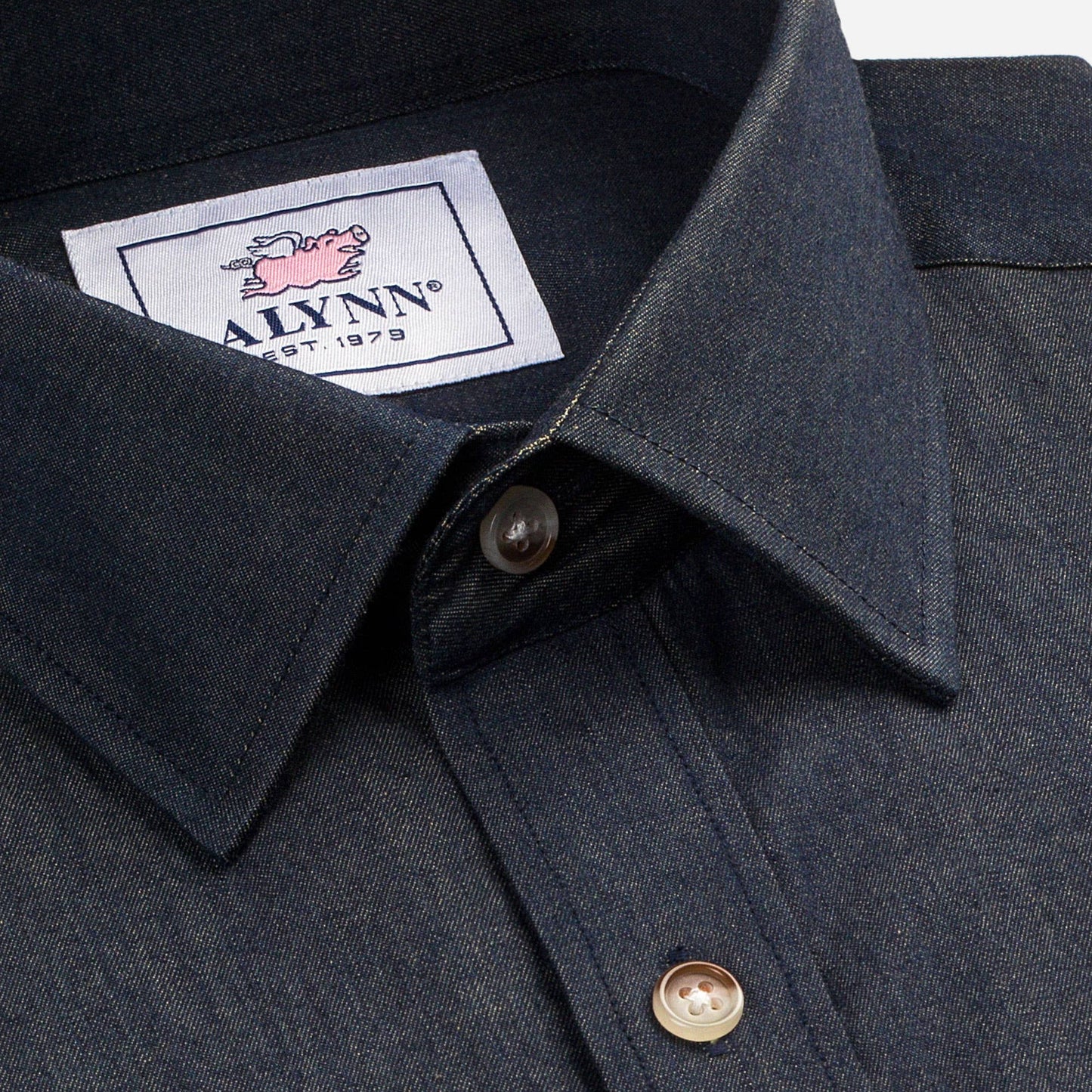 Alynn Liam Dark Denim Untuckable Slim Fit Dress Shirt