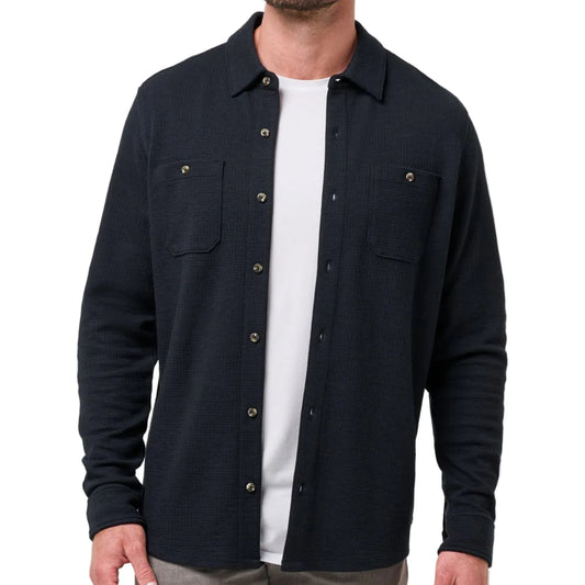 TravisMathew Black Waffle Button Up