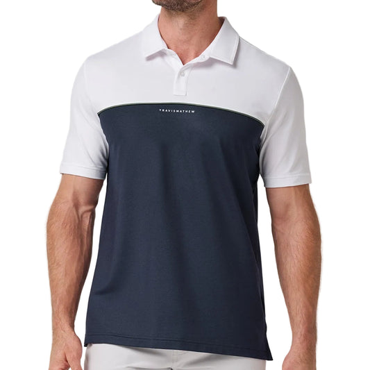 TravisMathew White Featherweight Colorblock Polo