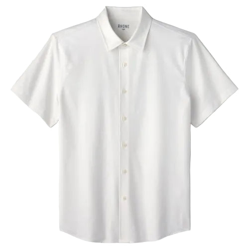Rhone White Onyx Brezza Linen-Blend Short Sleeve Shirt