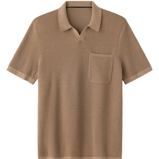 Rhone Teak Brown Coastal Johnny Collar Polo