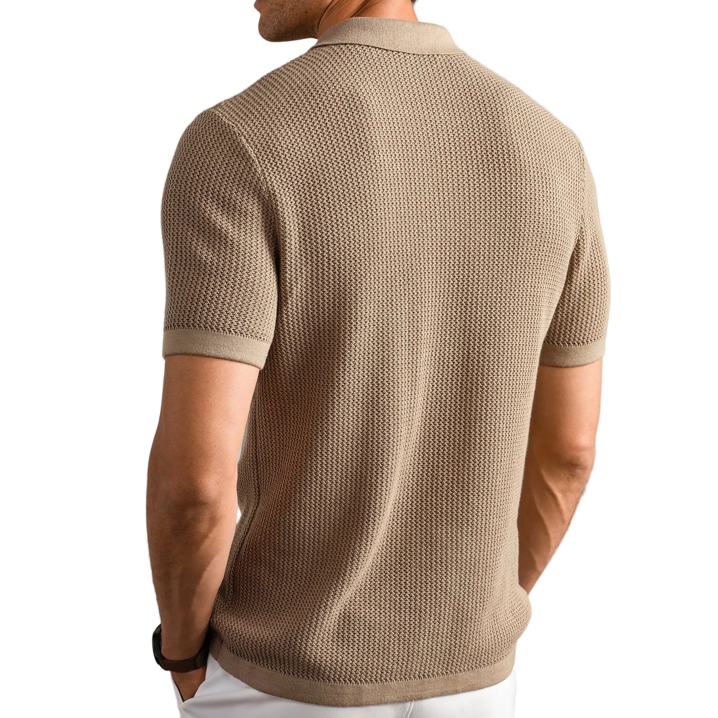 Rhone Teak Brown Coastal Johnny Collar Polo