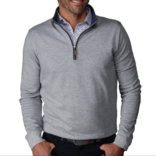 Collars & Co. Light Grey Heather Cloud Cotton Quarter Zip