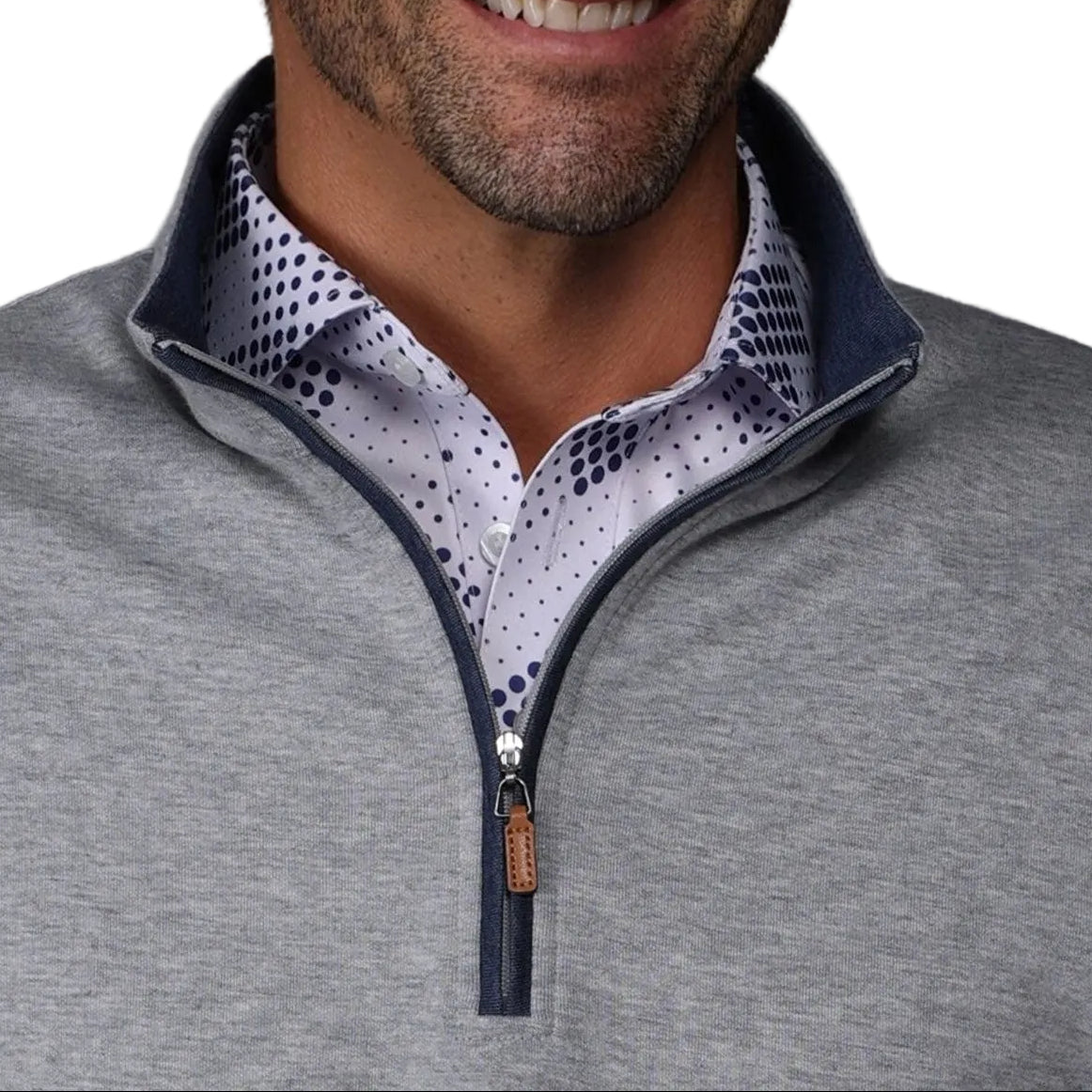 Collars & Co. Light Grey Heather Cloud Cotton Quarter Zip