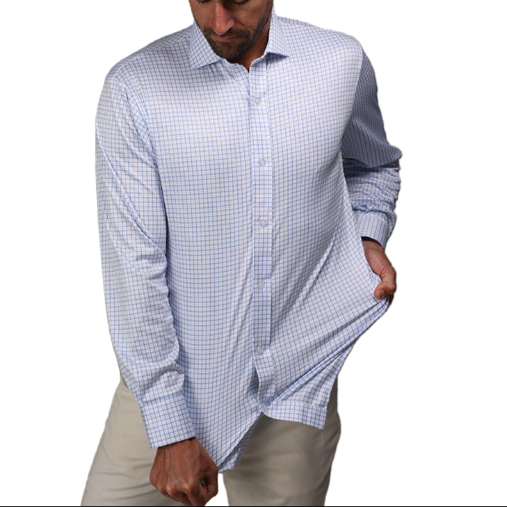 Collars & Co. Blue Check Quattro Dress Shirt