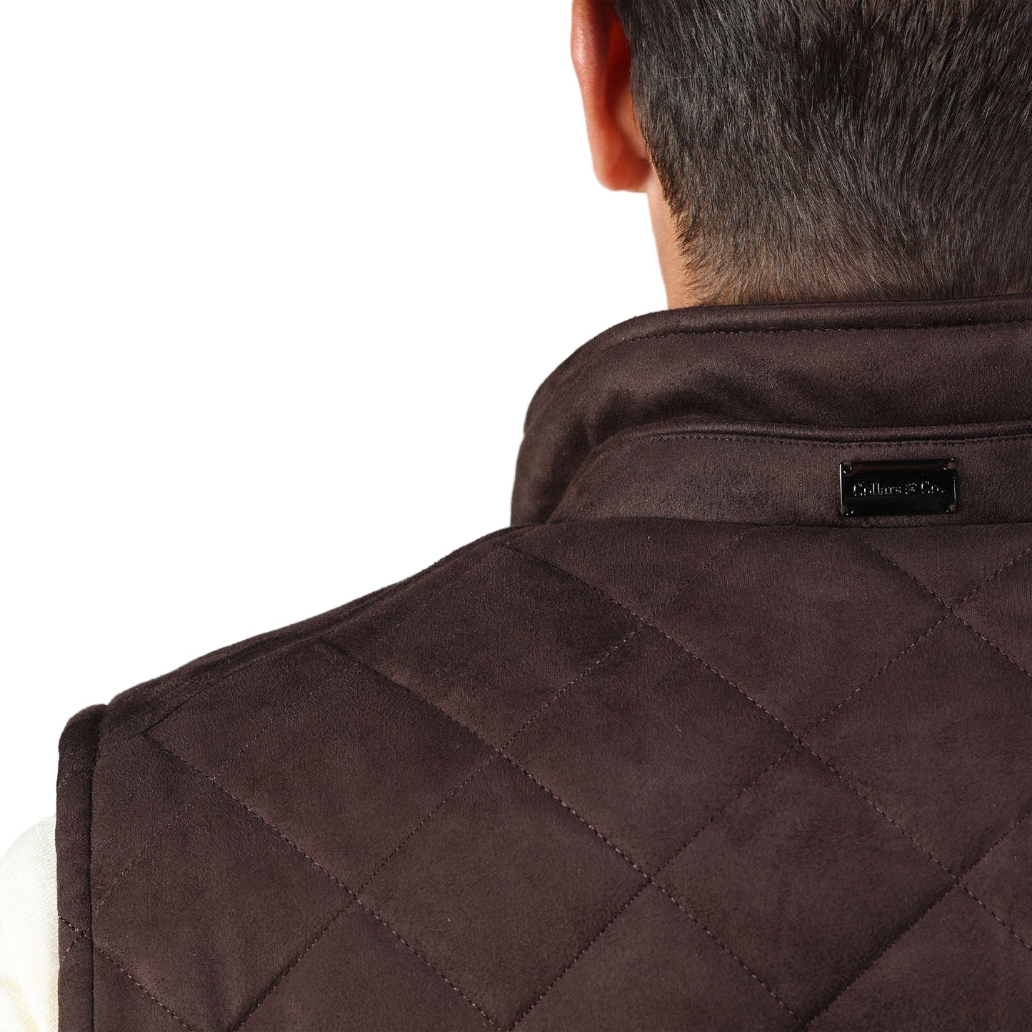 Collars & Co. Brown Tech Suede Cambridge Quilted Vest