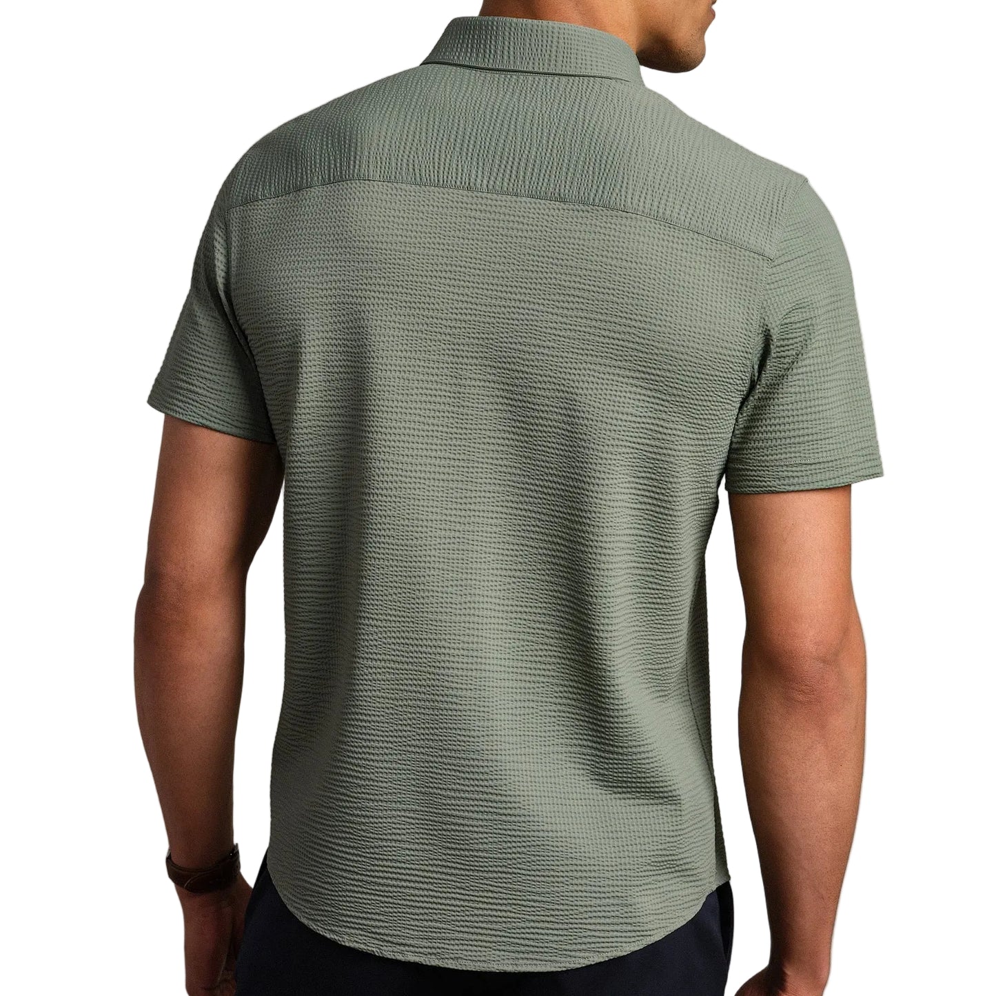 Rhone Light Olive Shadow Commuter Seersucker Shirt