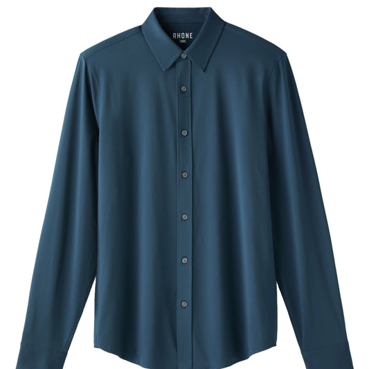 Rhone Deep Sea Blue Oxford Semi Spread Collar Commuter Shirt