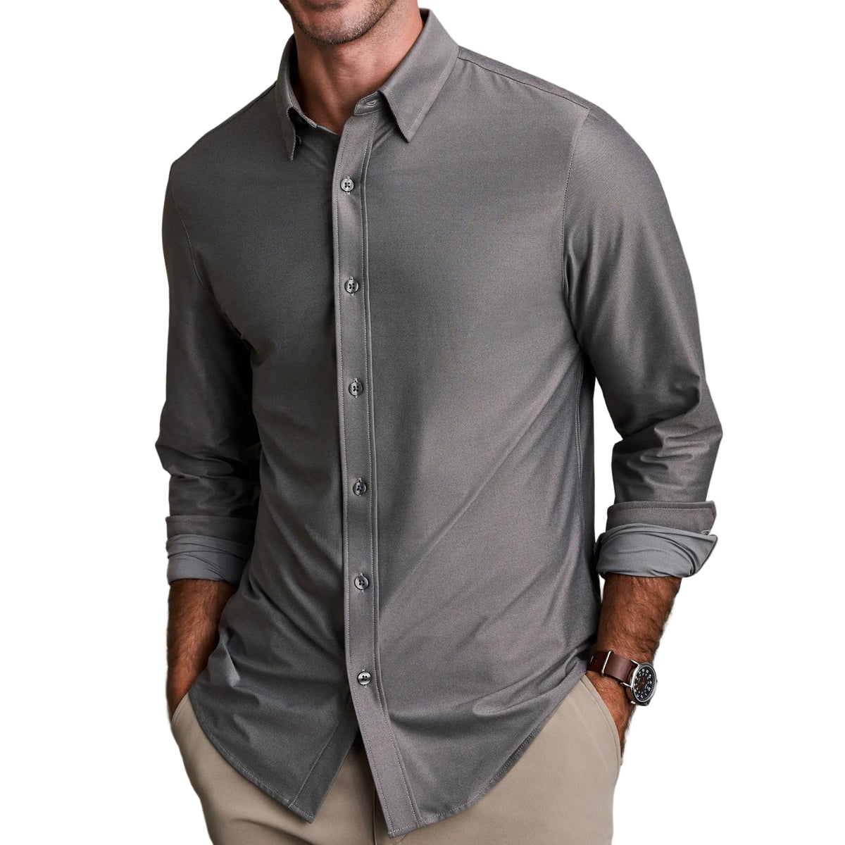 Rhone Ember Brown Oxford Slim Commuter Shirt