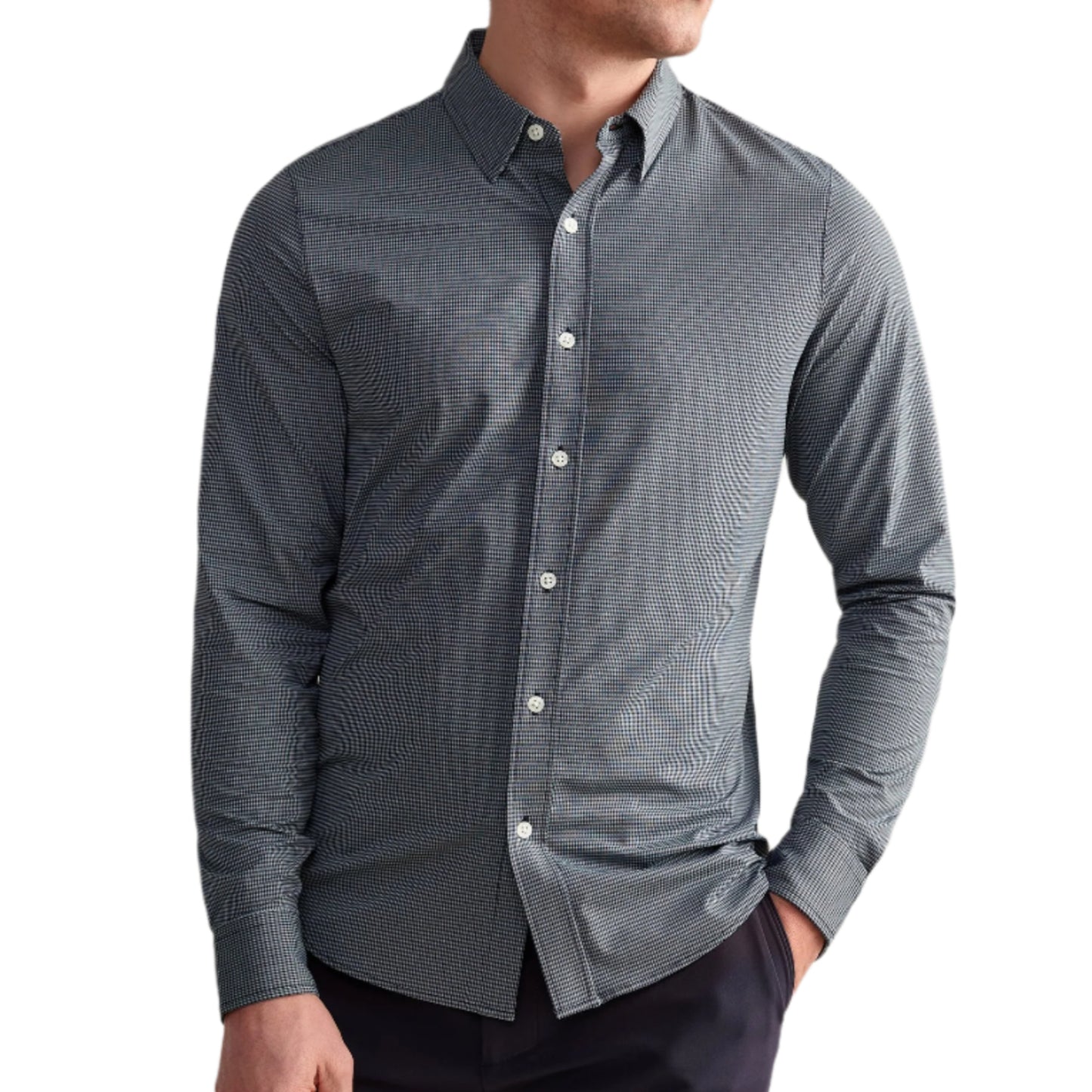 Rhone Navy Texture Grid Commuter Shirt