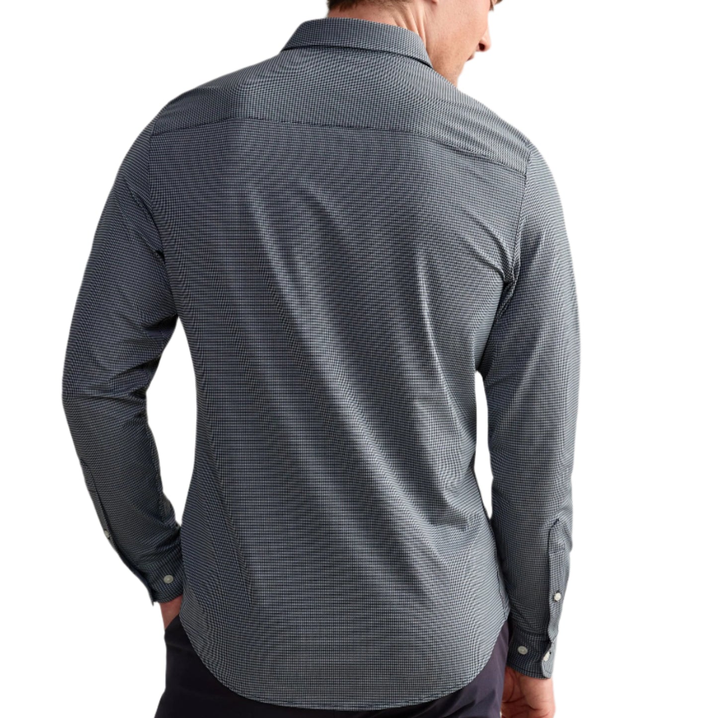 Rhone Navy Texture Grid Commuter Shirt
