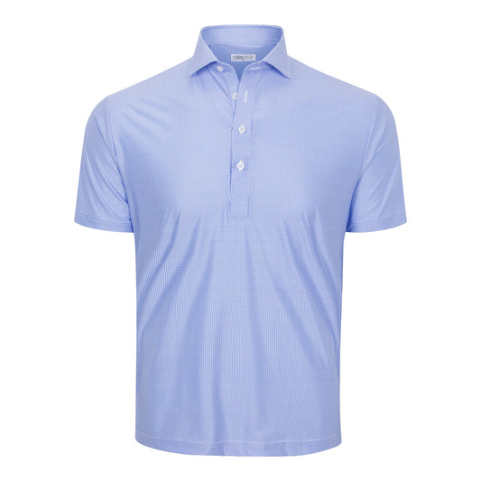 Collars & Co. Blue Micro Grid Featherweight Flex Polo