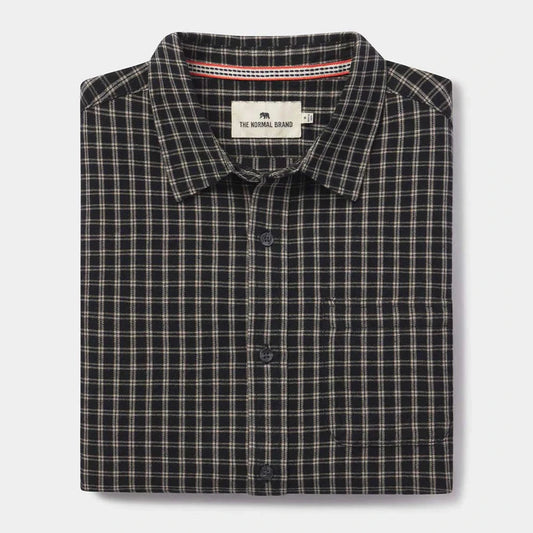 Nikko Button Up Shirt in Black Plaid