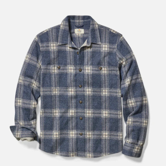 Pacifica Stretch Twill Shirt in Dark Blue Plaid