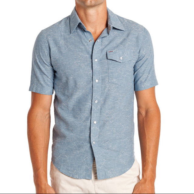 Criquet Light Blue Hemp Cotton Pearl Snap