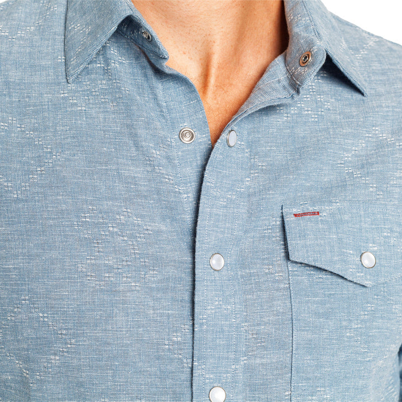 Criquet Light Blue Hemp Cotton Pearl Snap