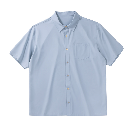 The Crafted Stag Blue Fog Short Sleeve Button Up