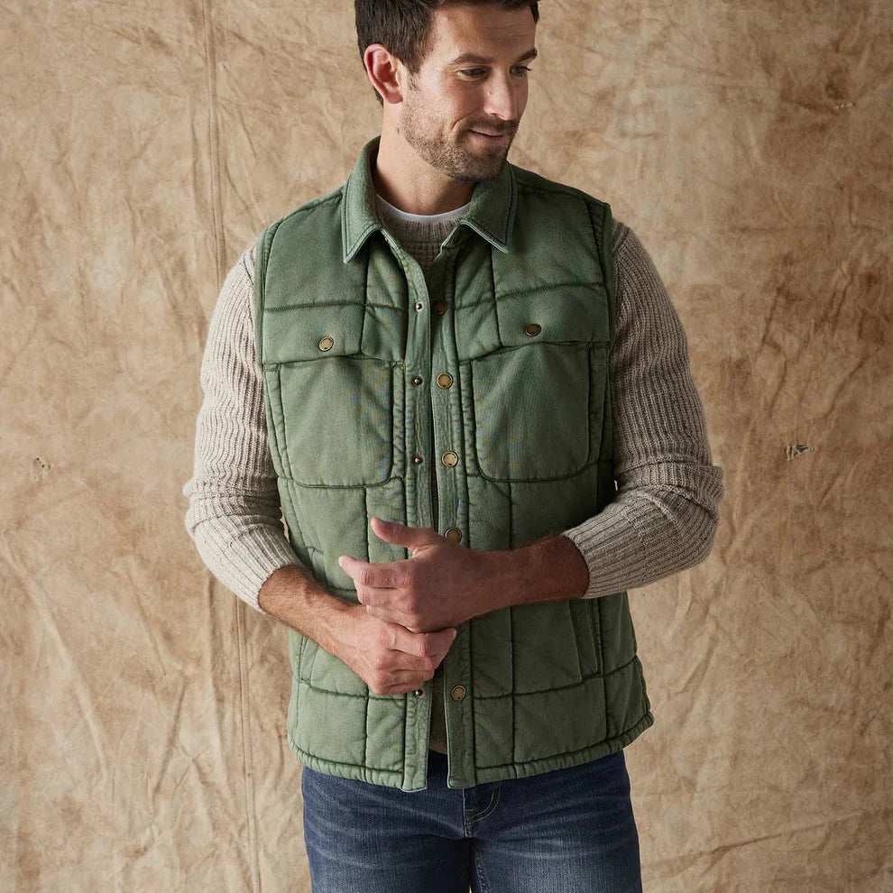 Jackie Premium Fleece Lodge Vest in Laurel Green