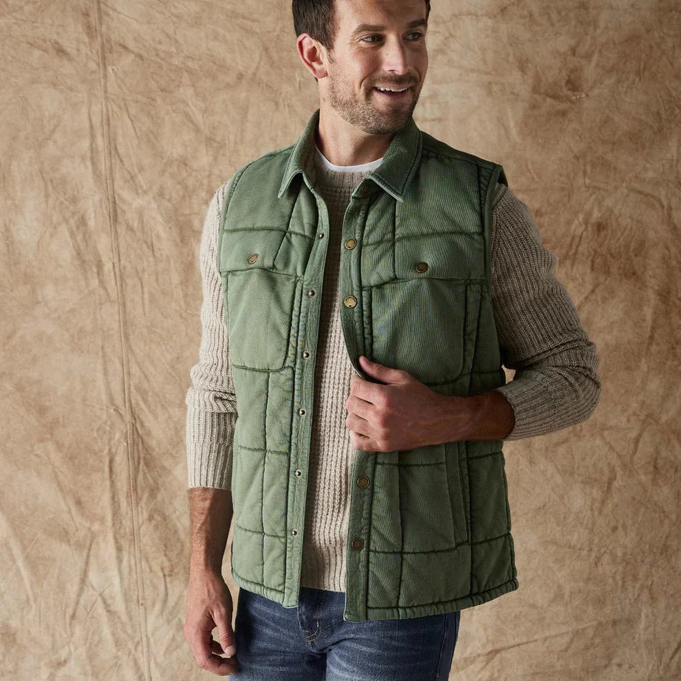 Jackie Premium Fleece Lodge Vest in Laurel Green