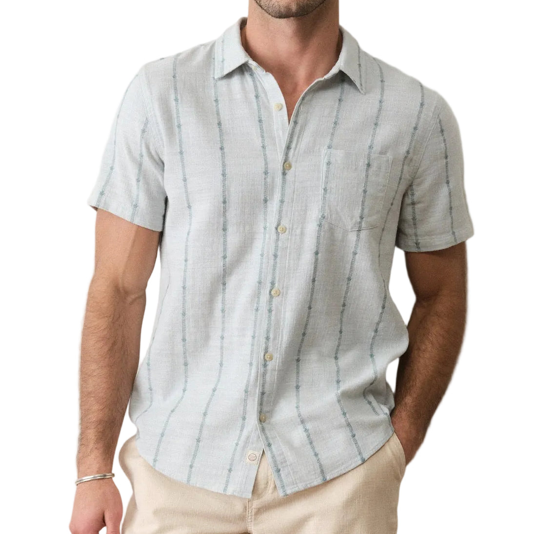 Marine Layer Blue Embroidery Stretch Selvage Shirt