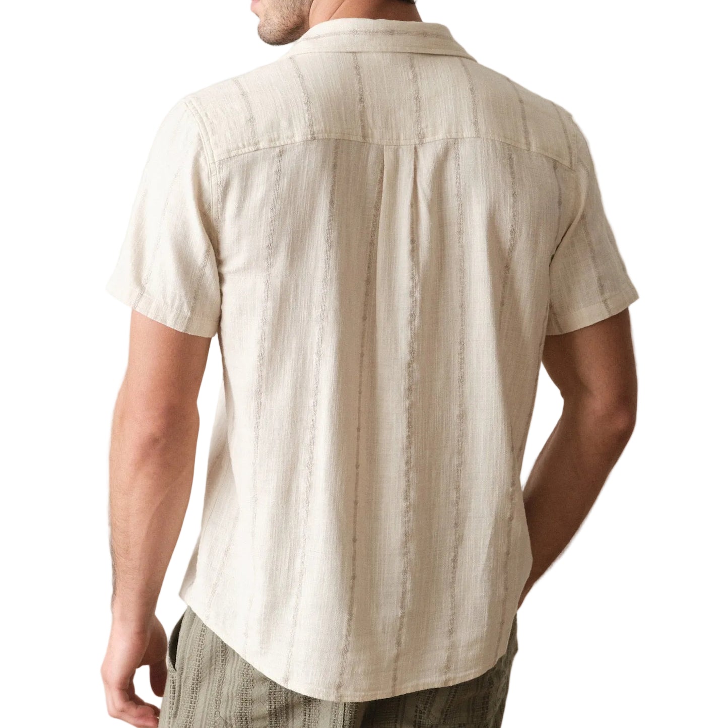 Marine Layer Cream Embroidery Stretch Selvage Shirt