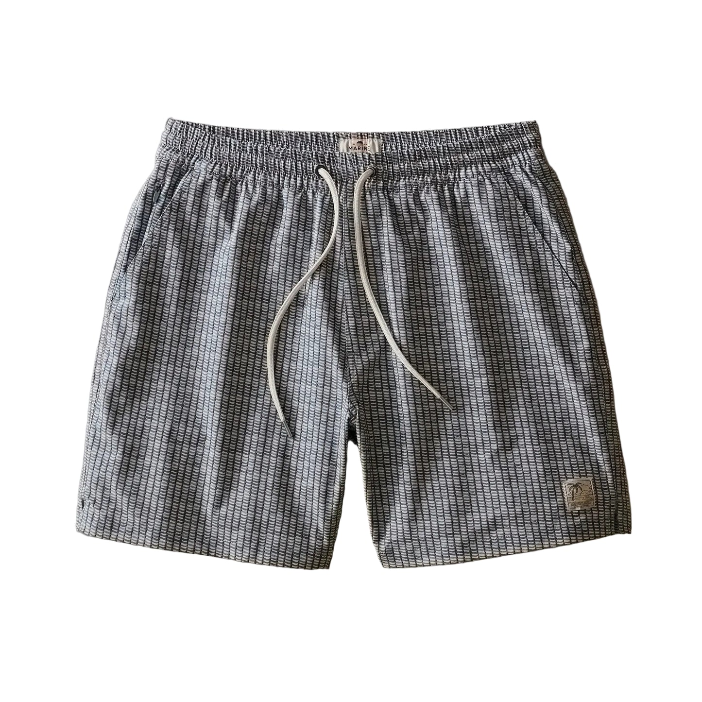 Marine Layer Green Matchstick Stripe 6" Lined Sport & Swim Short