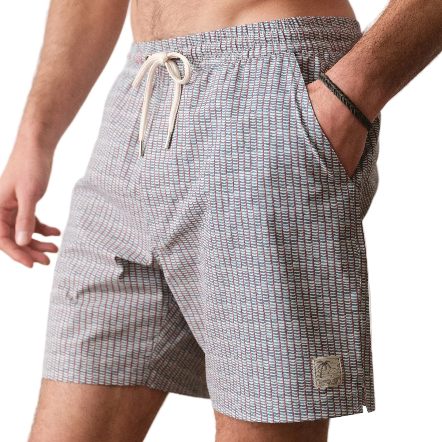 Marine Layer Green Matchstick Stripe 6" Lined Sport & Swim Short