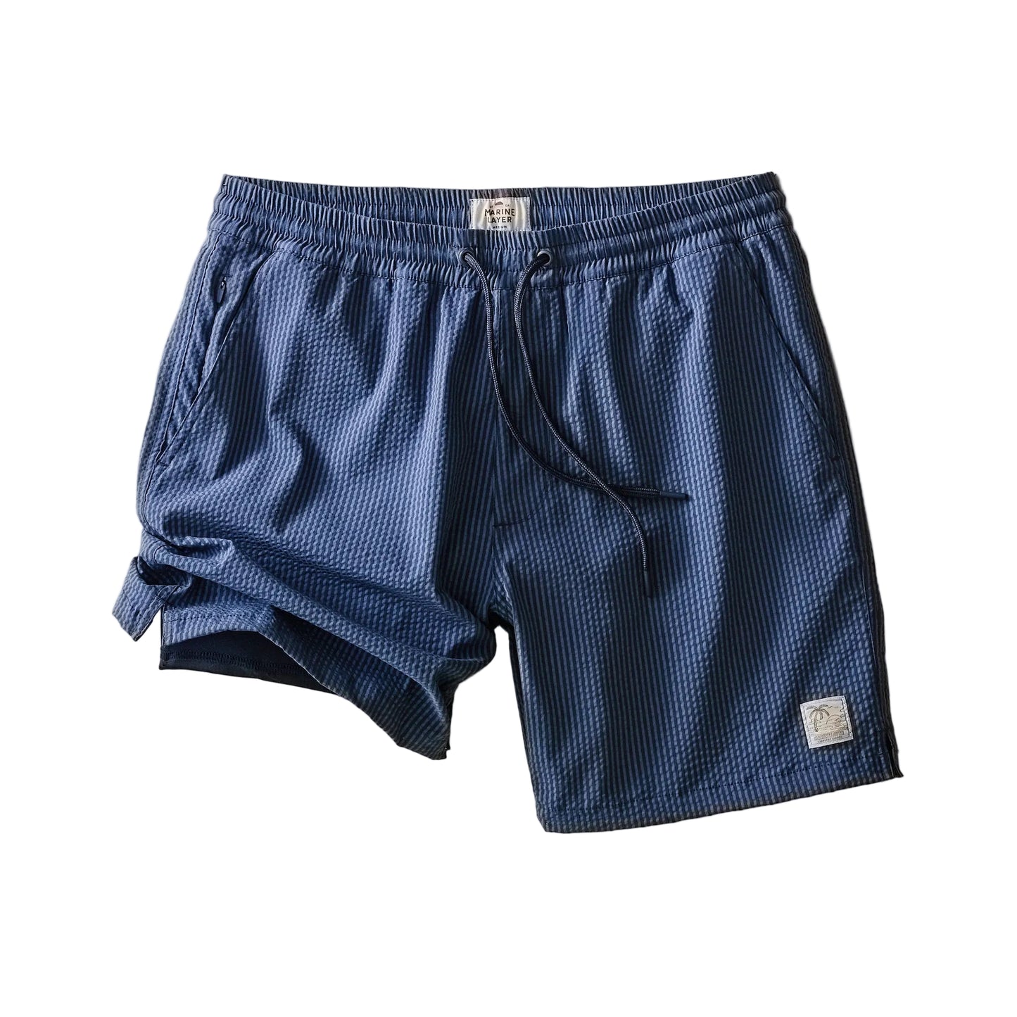 Marine Layer Navy/Blue Stripe 6" Lined Sport & Swim Short