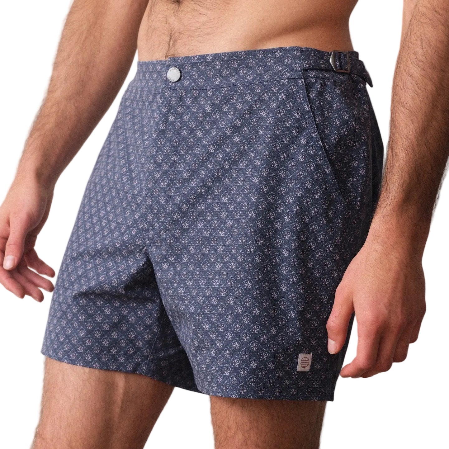 Marine Layer Mood Indigo Diamond Print 5" Tailored Swim Trunk